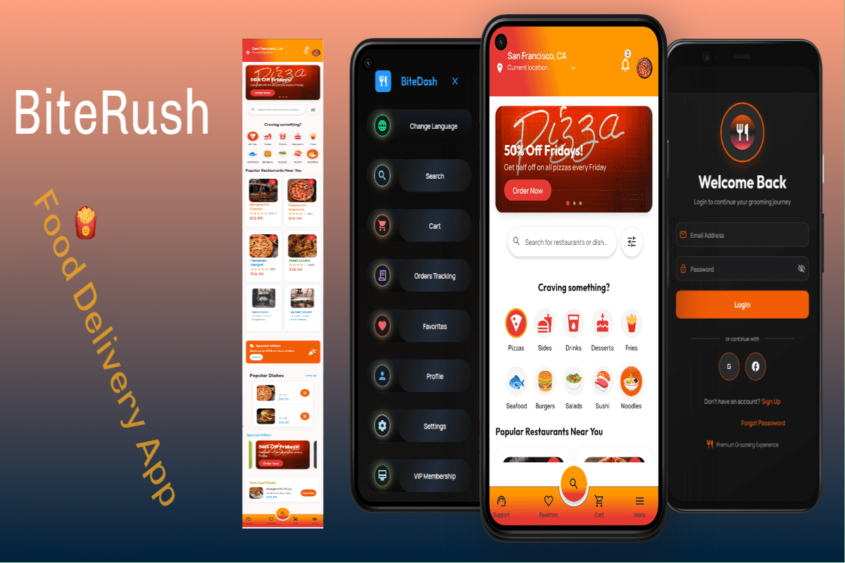 BiteRush - Food Delivery App Template
