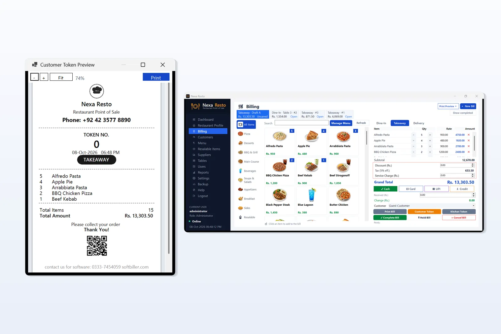 Restaurant POS Software customer token with token number