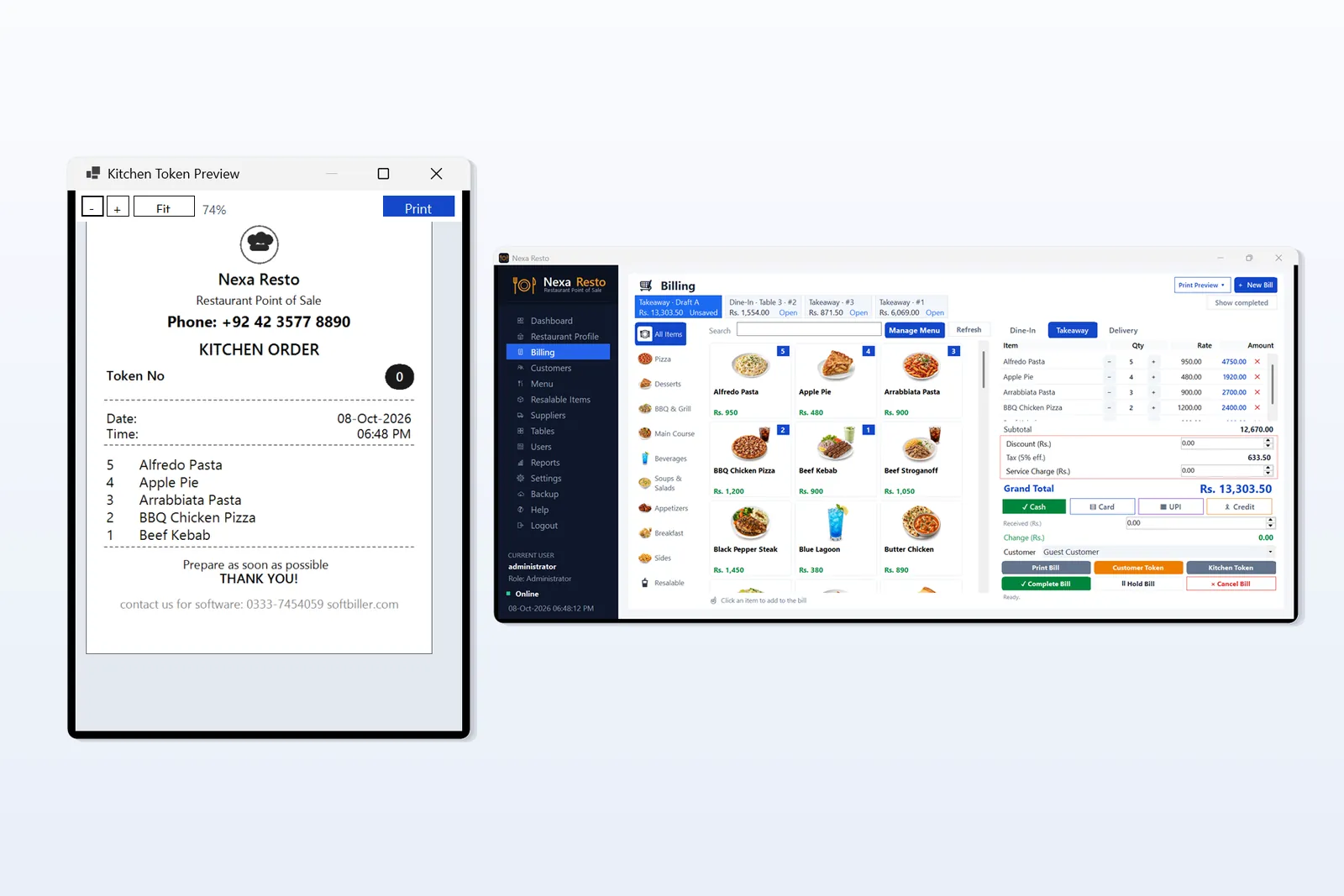 Restaurant POS Software kitchen token order slip