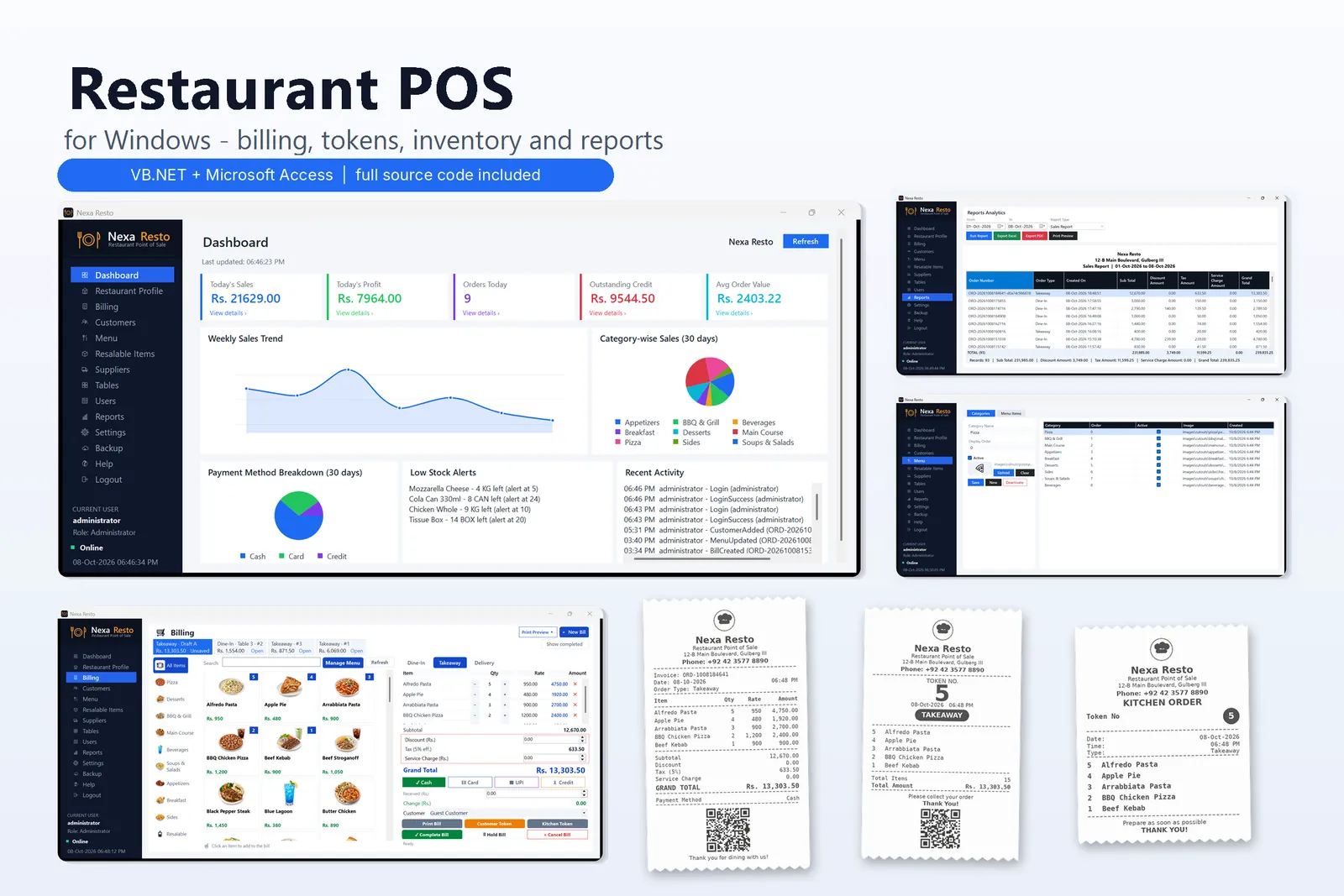 Restaurant POS for Windows - VB.NET and Microsoft Access full source code